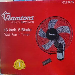 RM/676 Ramtons 16 Inches Wall Fan 5 Blades with Remote