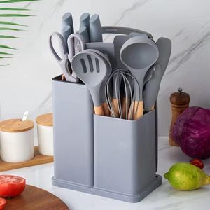 19pcs Silicon Spoons And Knife Set - Includes Chopping Board