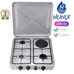 Nunix Table Top Cooker 3 Gas + 1 Electric Burner Stove