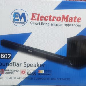 ElectroMate SB02 SoundBar Speaker System with Wired Subwoofer, Bluetooth, USB & Extra Bass