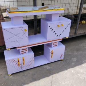 Istanbul 4FT Marble Effect TV Cabinet – Modern White Unit with Gold Details
