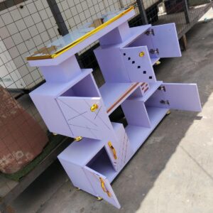 Istanbul 4FT White TV Unit with Gold Handles and Marble-Effect Top